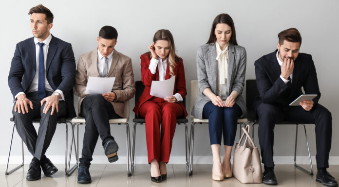 Young people waiting for job interview indoors